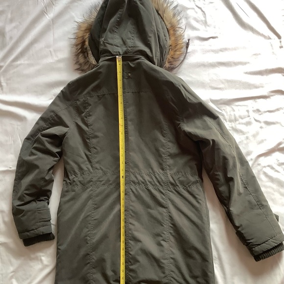 Halogen light army green fur trim hooded Parka Utility Jacket, size medium - Picture 3 of 8